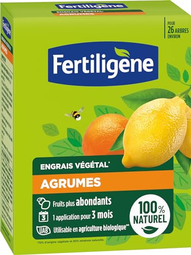 FERTILIGENE FEGAGR650 - Engrais Végétal Agrumes, Plantes Méditerranéennes 650 g - Des fruits plus abondants - Seulement 1 application en 3 mois - Jusqu'à 26 arbres - Produit 100% naturel avec zéolite