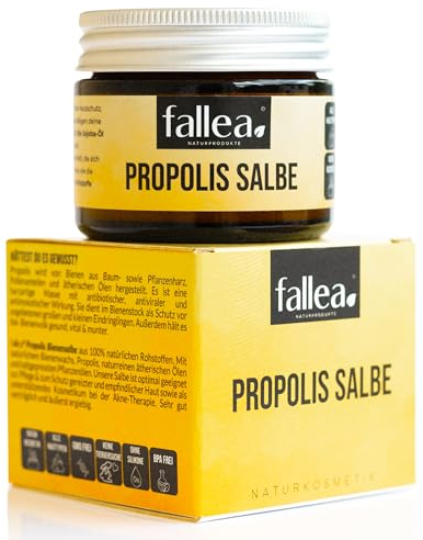 Fallea Propoli unguento ad alto dosaggio per acne, dermatite atopica | Crema contro prurito, pelle secca screpolata – unguento da ferite da materie prime naturali al 100% | Balsamo api propoli 50 ml