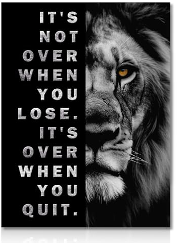 NymphFable Motivational Lion Wall Decor Poster Black and White Inspirational Wall Poster for Office Gym Bedroom Decor 12x16 in Unframed