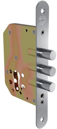 Amig - Cerradura de Embutir Con Bulones para Puertas de Madera - 50 mm - Sin Cilindro y Escudo de Seguridad - Mod. 1103 - Acero - Cromado Mate - Incluye Tornillería