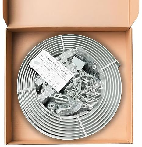 Evokk 5m Flexible Bendable Curtain Track Rail Kit – Ceiling or Wall Mounted Heavy Duty Plastic Bay Window Curtain Rail, 18 Mounts, 48 Sliding Hooks, 6 Stoppers, Double or Single Curtain Use