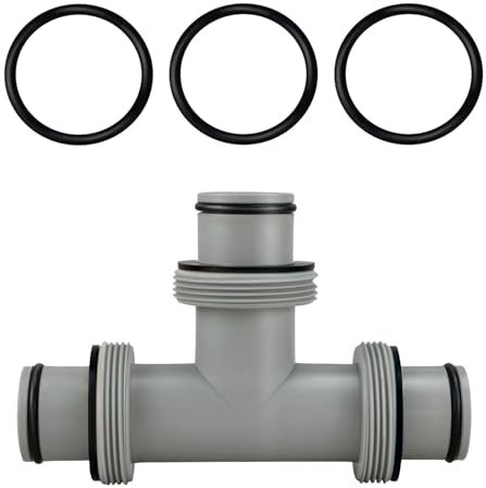 JAMSSOW Raccordo a T 38 mm, adattatore per tubo piscina, valvola 3 vie, set collegamento (pezzo a T 1,5)}