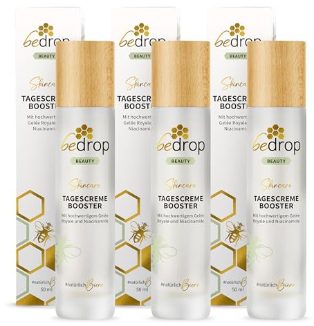 bedrop Tagescreme BOOSTER mit Gelée Royale und Niacinamide hochdosiert - Reine Imker Qualität ohne Zusatzstoffe - 3x 50ml Set