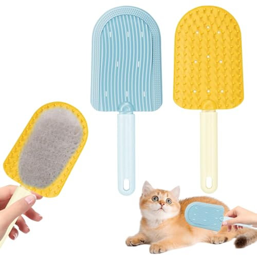 Katzenbürste, 2 Stück Katzen Bürste, Katzenkamm Silikon, Katzenbürste Kurzhaar, Langes Haar Katzenbürste, Doppelbürste Katzenhaarbürste, Fellbürste für Katze Hunde Haustier Fellpflege