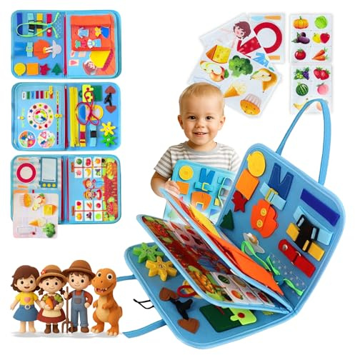 Zensviva Busy Board Montessori Dino 20 en 1 – Libro Sensorial Bebé 1 Año – Juguete Educativo sin Pantallas para Viajes – Motricidad Fina y Autonomía Infantil – Regalo Montessori Niños 1-6 Años