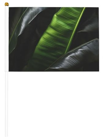 Ensemble de mini drapeaux miniatures en bois imprimé feuille de bananier noir1, 14 x 21 cm, petits drapeaux miniatures pour toutes les saisons