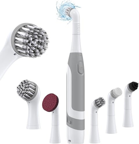 kHelfer Elektrische Reinigungsbürste mit Batteriebetrieb, KH6A Kleine Elektrische Fugenbürste & 5 Ersatzbürsten, Leichte Wasserfeste Edelstahl-Drahtbürste für Fugen, Fliesen, Ecken, Küche, Badezimmer