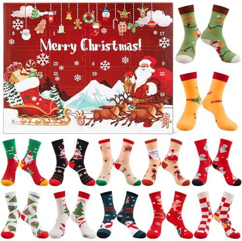 Joxessaien 12 par julstrumpor dam adventskalender 2025, gosiga strumpor kvinnor (storlek 35–42), fluffiga strumpor julkalender, presenter till jul vuxna, Variant 3, 35-42