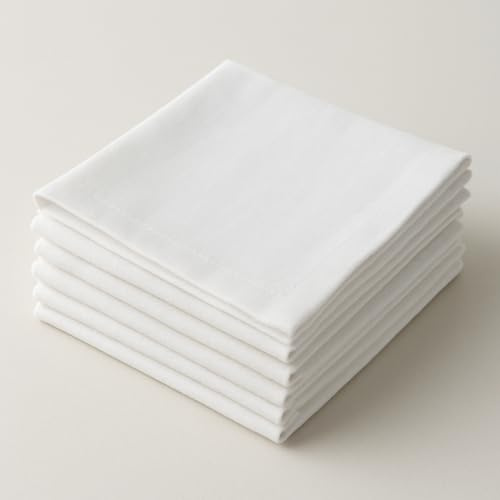 DECASATEXTIL Servilletas de Tela Blancas 45x45 cm (Pack de 6) | Mezcla de Algodón Servilletas de Mesa Reutilizables y Lavables para Hogar y Hostelería