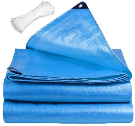 Skyddspresenning 200 x 420 cm Perfekt för Trädgårdsområde Presenning Regntät Överdrag Belagd På Båda Sidor för Camping, Växthus, Bilar, Uteplats Och Paviljong, Blå