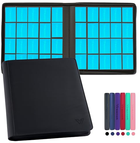 Vrsanok Carpeta de tarjetas coleccionables de 20 bolsillos – Capacidad para 2000 tarjetas, Álbum de tarjetas de gran capacidad 4x5 con 50 páginas de doble cara, Carpeta de tarjetas con cremallera de
