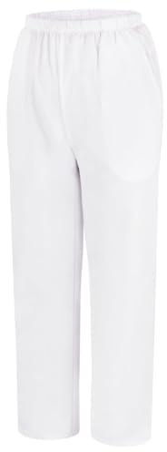 DiULi Pantalón Sanitario Unisex, Medicos Pantalón de Trabajo | Pantalon Blanco Trabajo Cintura Elástica con 2 Bolsillos,Anti Lejía,No Destiñe,Puestos Sanitarios, de Enfermería y Hostelería