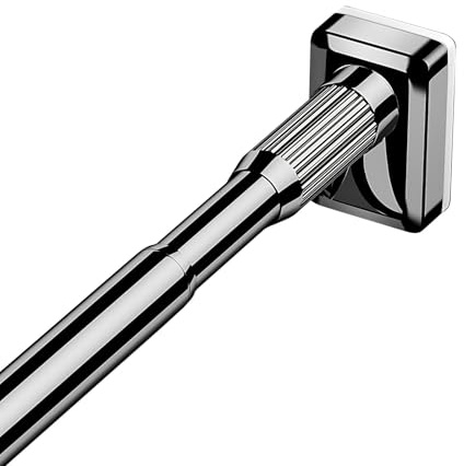 Justerbar duschgardinstång 40–350 cm, teleskopgardinstång, expanderbar spänningsstång för badrum, kök, dörr (silver, 50–70 cm/19–27 tum)