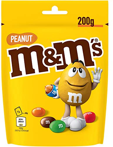 M&M's PEANUT - Billes à la cacahuète enrobés de chocolat au lait- Sachet de 200g (Lot de 9)