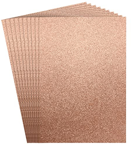 Belle Vous A4 Rosegold Glanzpapier zum Basteln (24 Stk) - 21 x 29,5 cm 120gsm Premium Glitter Papier - Glitzerpapier zum Basteln für Scrapbooking, Basteln, Hochzeits-/Partydeko & Kartenherstellung