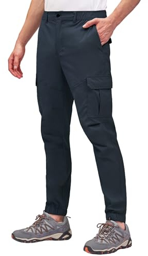 PULI Mens Hiking Quick Dry Lightweight Waterproof Fishing Pants Outdoor Travel Climbing Stretch Joggers Navy Blue 32