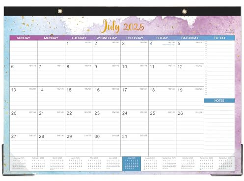 2026 Desk Calendar - Large Desk Calendar 2026, Jan. 2026 - Dec. 2026, 17 x 12, 12 Monthly Calendar 2026 with Desk Pad, To-do List & Notes for Organizing - Colorful Waterink