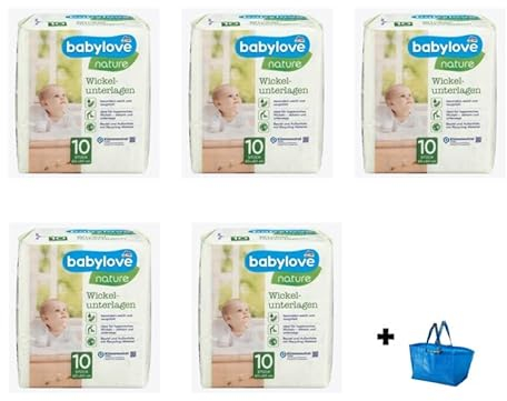 babylove Kinder & Baby Wickelunterlagen nature, 5x 10 Stück XL Pack = 50 Stück * BONUS