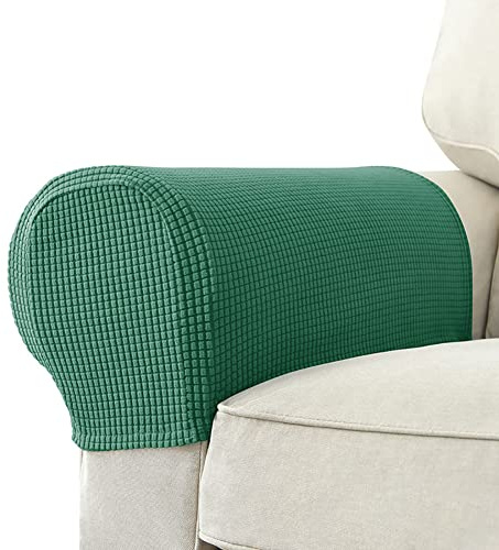 LINGXIYA Comfortable Plush Stretch Armrest Covers, Furniture Armrest Protector, Washable Armrest Covers, Armchair Slipcovers for Recliner Sofa with Twist Pins, Set of 2