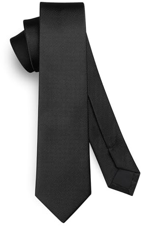 HISDERN Funeral Skinny Ties for Men: Black Slim Ties - Solid Necktie for Men 6cm
