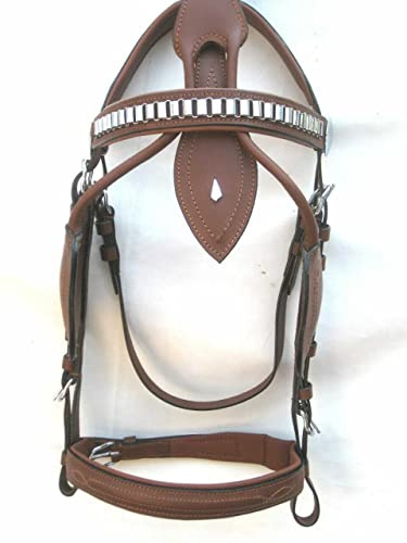 Brown Beautiful Leather Driving Harness Bridle for All Horses in Sizes-Pony(S) Saba International