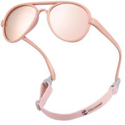 COCOSAND Lunettes de soleil polarisées et flexibles pour bébés et enfants de 0 à 6 ans, rose, Small (Age 2-6)