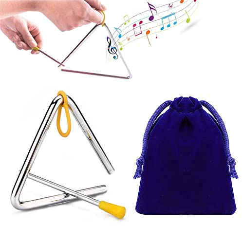 Triangel Musikinstrument, Triangel Percussion, Musik Triangel Instrument, Dreieck Instrument,mit Samtbeutel,Musikalisches Dreiecksinstrument mit Schlägel