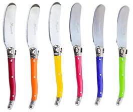 Pradel Excellence - PCOR009003 - Set de 6 Tartineurs Laguiole - Lames 7 cm Inox - Manches Panachés ABS Effet Marbré - Compatibles Lave-Vaisselle - 6 Couteaux à Beurre