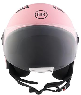 BHR Demi-Jet 834 FLOW hjälm - ECE 22.06-godkänd sommarskoterhjälm med 16 ventilationshål - motorhjälm med reptåligt visir och mikrometrisk frisättning - matt rosa L
