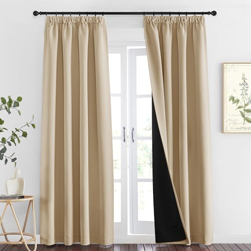 PONY DANCE Thermogardine Hitzescchutz Kräuselband Gardine Beige Blickdicht