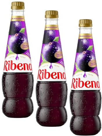 Ribena Blackcurrant Squash 850ml Real British Blackcurrants; Rich in Vitamin C; No Artificial Colours or Flavours; 100% Recycled Plastic Bottle (Pack of 3)
