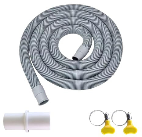 Rallonge de Tuyau de Vidange pour Lave-Linge Lave-Vaisselle, Kit Universel de Vidange Avec 1 Raccord de Tuyau et 2 Colliers de Serrage (4 M)