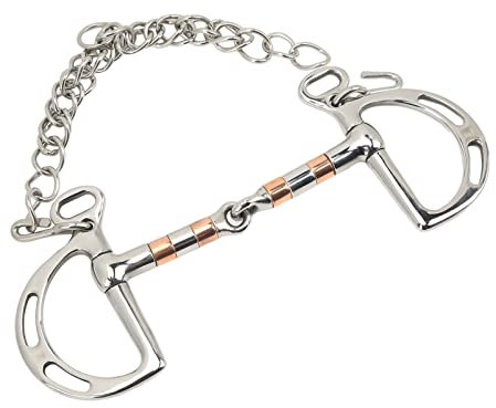 XIASABA Pelham Gebiss 13×9×7 Pferdegebiss Edelstahl-Kupfer-Trense mit Kette für 125 mm Pferdemaul