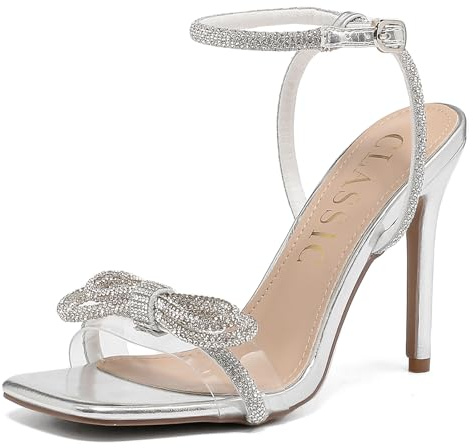 Tacchi Donna Eleganti Comode Scarpe da Cerimonia Sandali con Tacco con Punta, Estive Scarpe Decolleté Sposa Aperta Sandali 8 cm