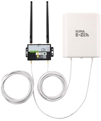 KUMA CONNECT E-Zi 4G Router with SIM Slot - 150Mbps Portable WiFi Router & Directional Outdoor Antenna for Home Office Static Caravan - UK/EU Network LTE Mobile Broadband Internet Hotspot 12vDC/240vAC