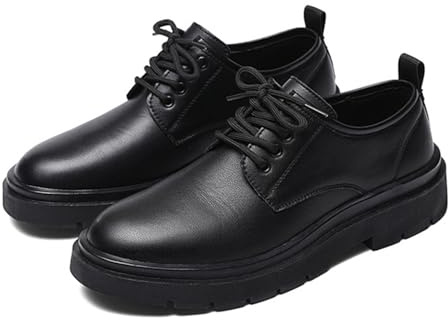 sekiueo Zapatillas Oxford con Cordones para Hombre Zapatos De Oficina para Caminar con Punta Redonda De Cuero Botas Formales De Negocios,Negro,44 EU