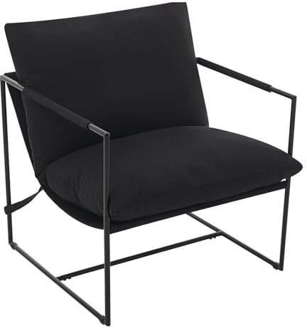 Mobeneno Accent Sling Chair, Mid Century Modern Accent Chair, Metal Framed Armchair with Shredded Foam Cushioning, Oversized Comfy Lounge Chair for Reading Rooms Bedrooms