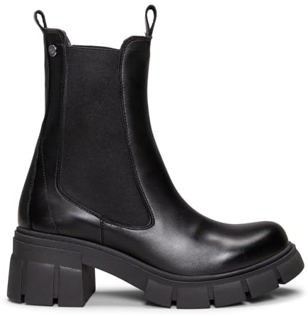 miMaO Botines de caña alta con elásticos laterales y plataforma NEGRO, EU 36