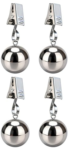ITClosud 4 piezas de pinzas para mantel resistentes, pinzas para mantel con bolas de acero inoxidable con clip inoxidable para mesa de picnic al aire libre, bodas, fiestas de jardín, cortinas