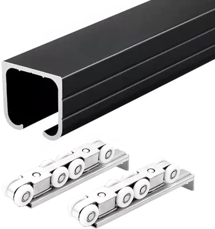 Kit di ferramenta per porta scorrevole con binario resistente e rulli per uso interno ed esterno