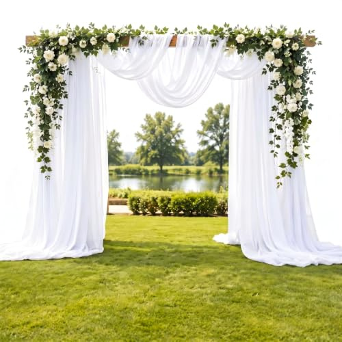 Namalu 6 Hochzeit Querbehang Dekostoffe 75x500cm Weiß Querbehang Freihanddeko Traubogen Vorhang Deko Transparent Hochzeit Tischläufer Tüll Stuhlhussen Hochzeitsbogen Gardine Schal für Zeremonie Party