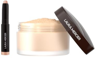 Laura Mercier Translucent Loose Setting Powder + Mini Caviar Eye Stick | Full size 16-hour Loose Setting Powder locks in makeup. Easy-to-blend Mini Caviar Eye Stick delivers effortless colour