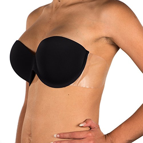 Perfection Secrets Winged Bra - Backless Strapless Invisible Adhesive Wings A to E Cup (A, Black)