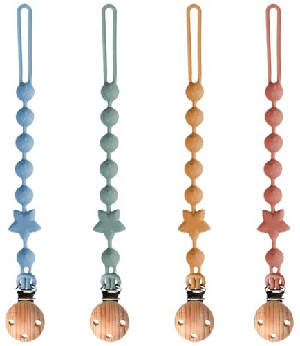 Lucktao 4 Stück Spielzeug Schnullerkette Silikon Schnullerkette,Cup Catcher Baby,Silikonkette Baby,BPA-frei Sicherheitsgurte für Spielzeug,für Kinderwagen Hochstuhl Autositz,Babytrage/Autositz