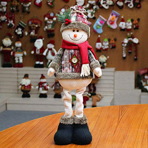 Christmas Standing Figures Xmas Santa Snowman Reindeer Plush Dolls Home Indoor Table Ornament Decorations Christmas Party Tree Hanging Decor Gifts for Friends House Restaurants Office,48x18CM