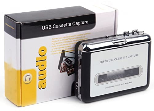 USB Cassette-to-MP3 Converter Capture, Cassette Converter Portable Digital Tape Player Captures Stereo Audio Cassette/ Tape to PC MP3 Switcher Converter with Headphone