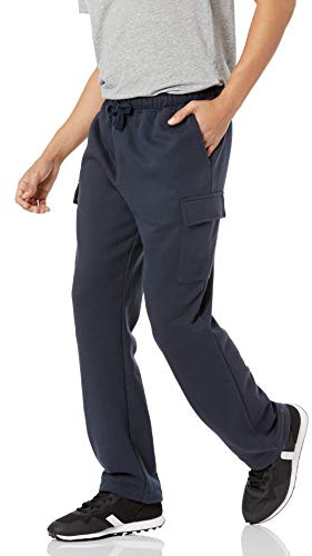 Amazon Essentials Pantalon de survêtement Cargo en Polaire avec Ourlet Ouvert pour Homme, Bleu Marine, XXL