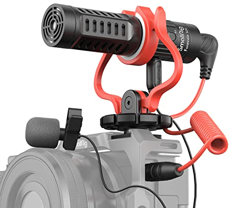 SMALLRIG Videomikrofon, Dual Input Videomic, mit Stoßdämpfung Shock Mount, 3.5mm TRS/TRRS Richtmikrofon mit Windschutz für DSLR Kameras und Smartphone Forevala S20-3468