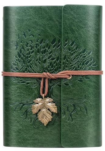 Leather Journal Notebook, Refillable Vintage Journal with Pocket, 5.1x7.2