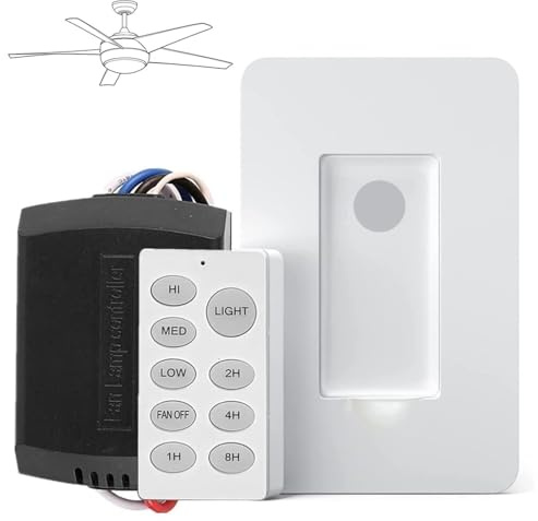 Nexete Universal Ceiling Fan Remote Control Kit,Wireless Wall Mounted Remote Control Switch & Receiver Replacement for Hunter Westinghouse Honeywell Hampton Bay (1-Pack Receiver & Scene Remote)